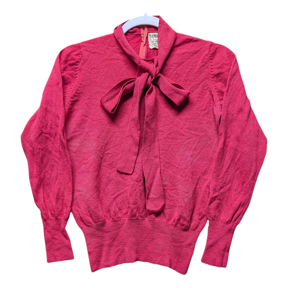 1960s B. Altman Ribbon Tie Women's Blouse Shirt - Picture 1 of 6